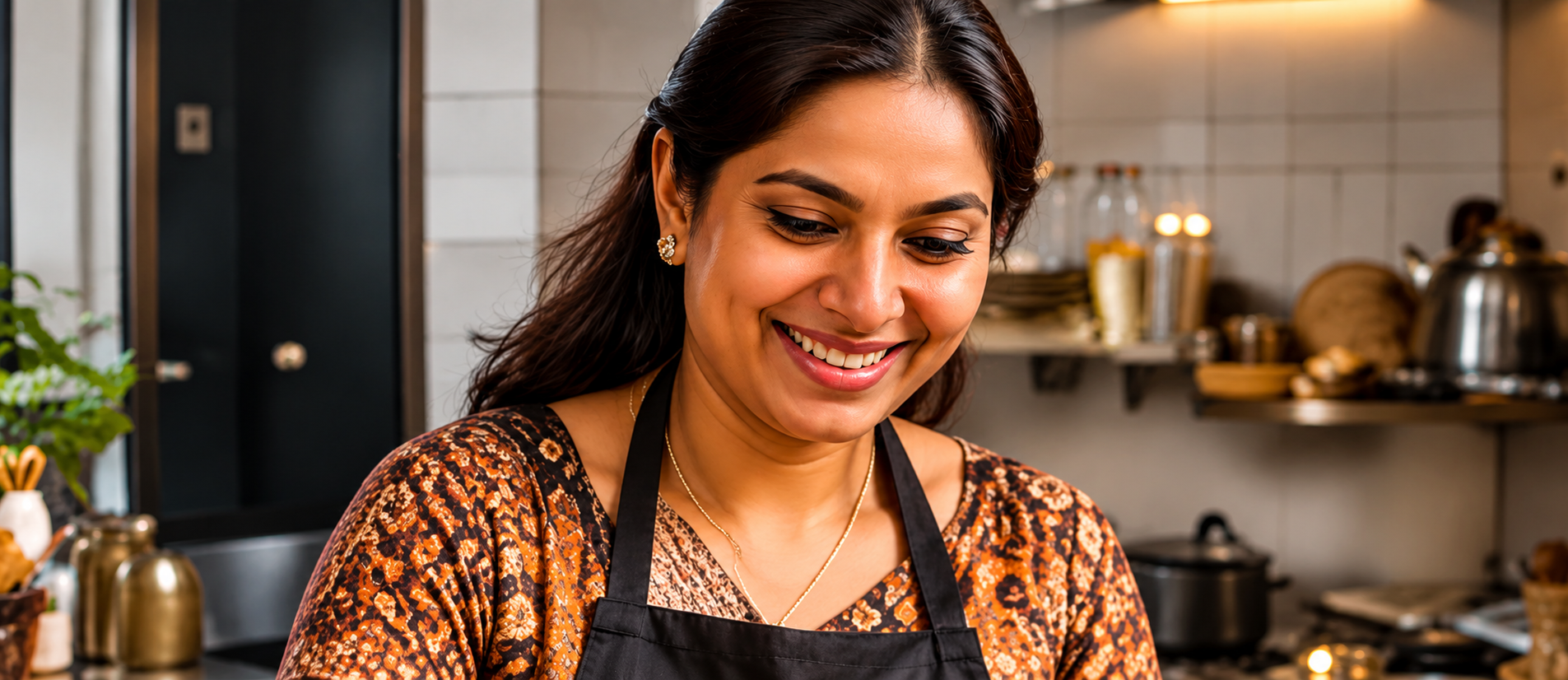Home Home chef smiling in her kitchen